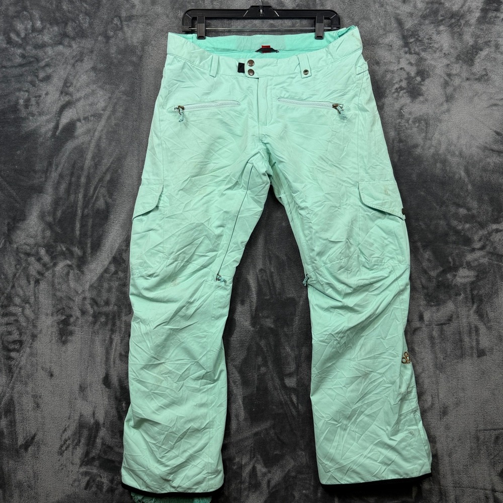 686 Snow Pants Womens Medium Mint Green infiDRY 10K Waterproof Cargo Insulated